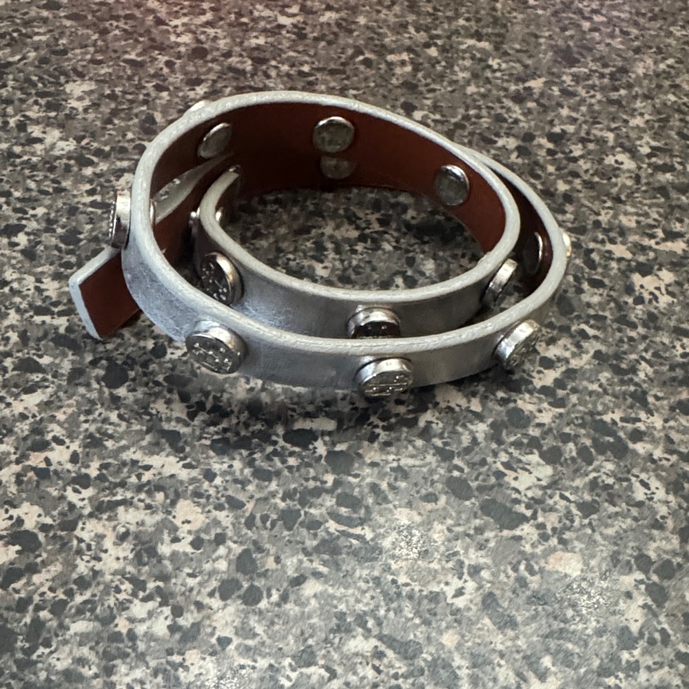 Tory Burch Silver Leather Bracelet